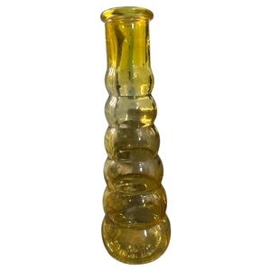 Vintage Yellow Glass Vase with Bubble Design